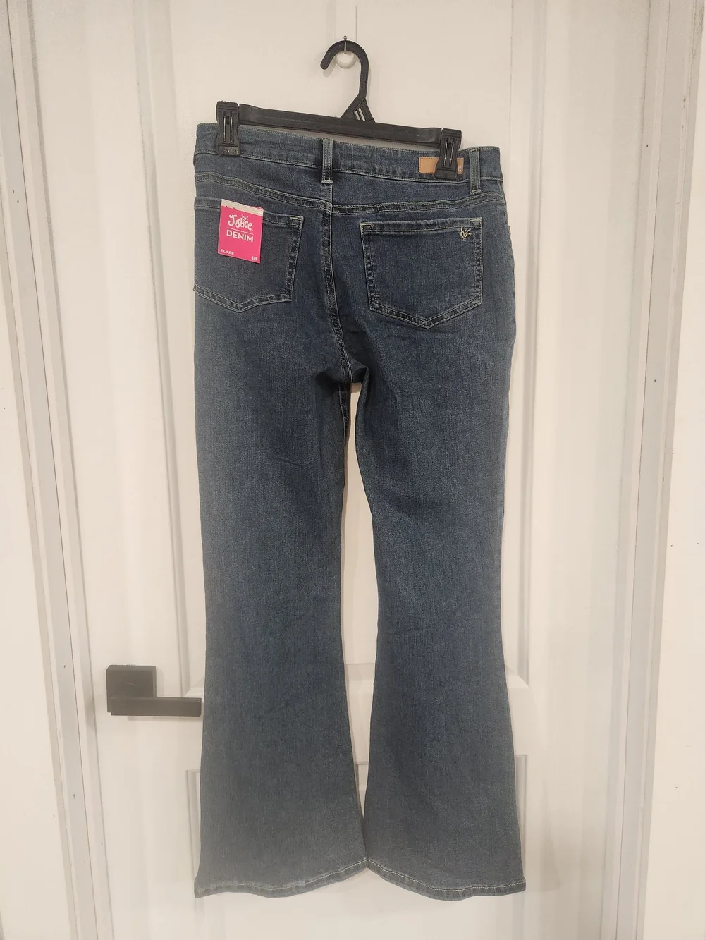 Justice Girls' Dark Blue Flare Cargo Jeans